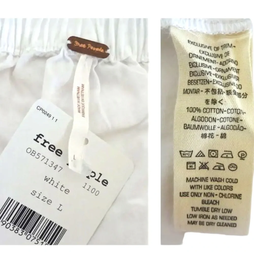 Free People Showing Shoulders Top Large 12 White 100% Cotton Breathable Cool NWT